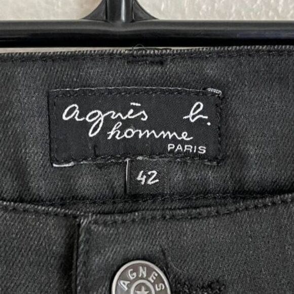 Agnes B Men's Wax Coated Straight Leg Pant in Black Size 42/LARGE - Picture 5 of 6